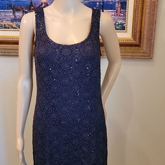6P beautiful navy sequin dress so classy! - Picture 2 of 12
